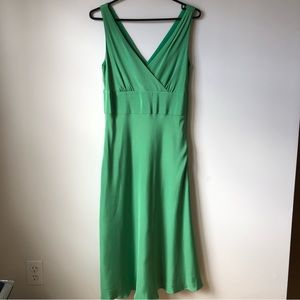 J Crew green silk midi dress. Fully lined.